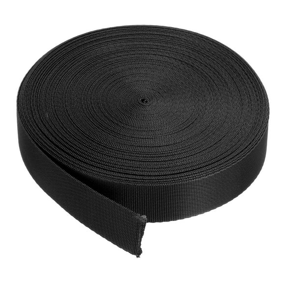 Uxcell Flat Nylon Webbing Strap 1" 10 Yards Black for Backpack Luggage-rack