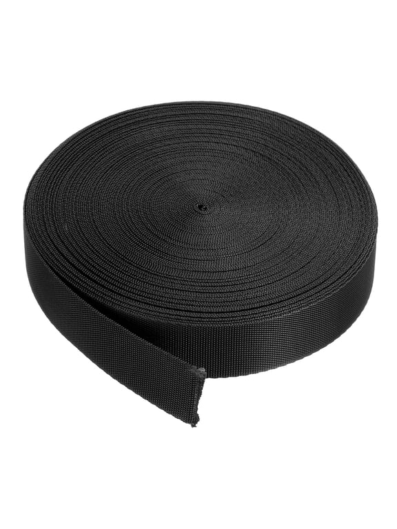 Flat Nylon Webbing Strap 1" 10 Yards Black for Backpack Luggage-rack
