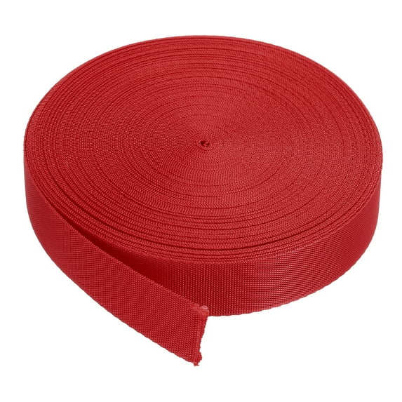 Uxcell Flat Nylon Webbing Strap 1 Inch 10 Yards Red for Backpack, Luggage-rack