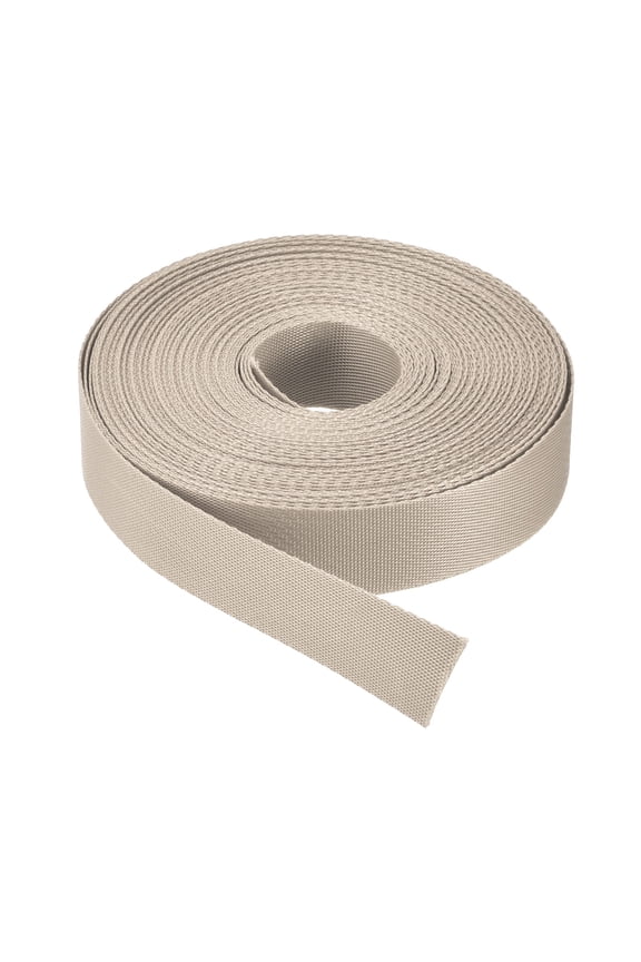 Flat Nylon Webbing Strap 1 inch 15 Yards Champagne for Backpack Luggage-rack