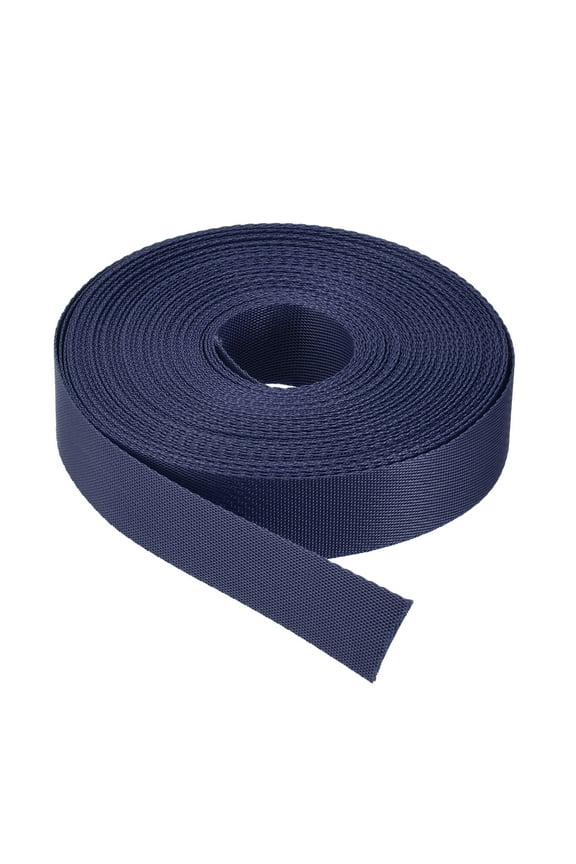 Flat Nylon Webbing Strap 1 inch 15 Yards Dark Blue for Backpack, Luggage Rack