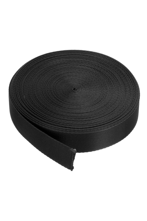 Flat Nylon Webbing Strap 1" 20 Yards Black for Backpack Luggage-rack