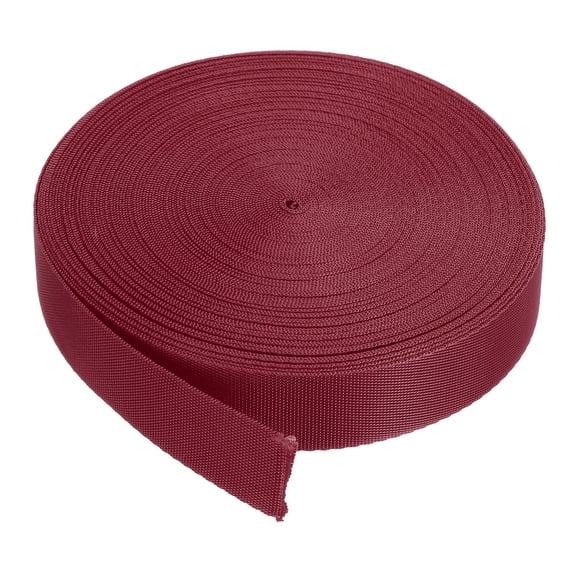 Uxcell Flat Nylon Webbing Strap 1 Inch 20 Yards Burgundy for Backpack, Luggage-rack