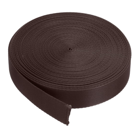Uxcell Flat Nylon Webbing Strap 1" 20 Yards Dark Brown for Backpack Luggage-rack