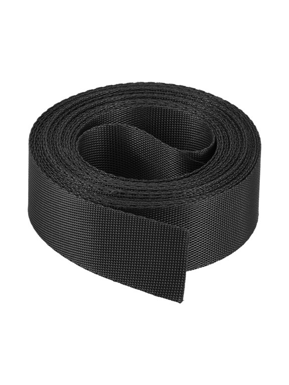 Flat Nylon Webbing Strap 1 inch 4 Yards Black for Backpack, Luggage-rack