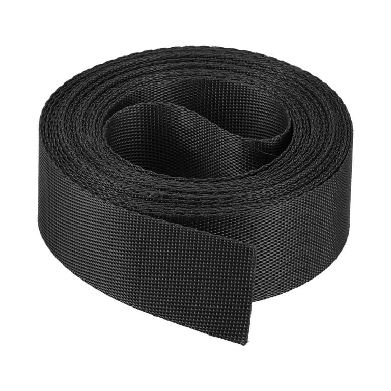 Flat Nylon Webbing Strap inch Yards for Backpack | Harfington, Black / 1Pcs