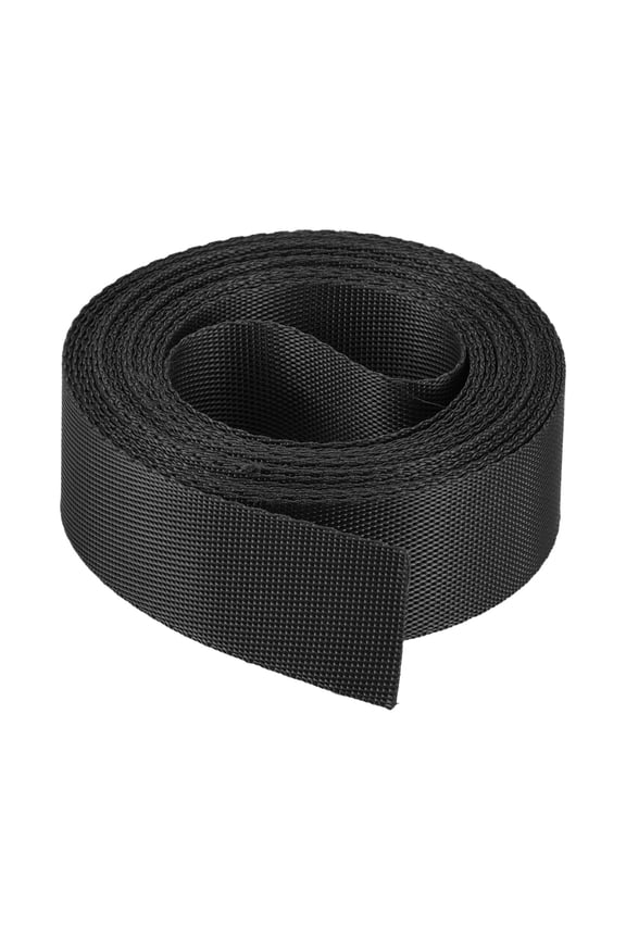 Flat Nylon Webbing Strap 1 inch 4 Yards Black for Backpack, Luggage-rack