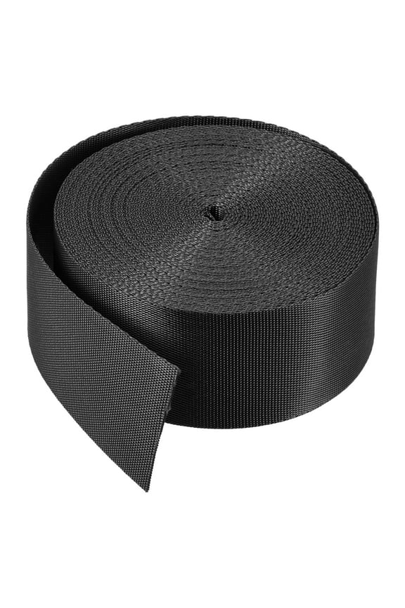 Flat Nylon Webbing Strap Yards for Backpack Luggage-rack Lightweight Use Black