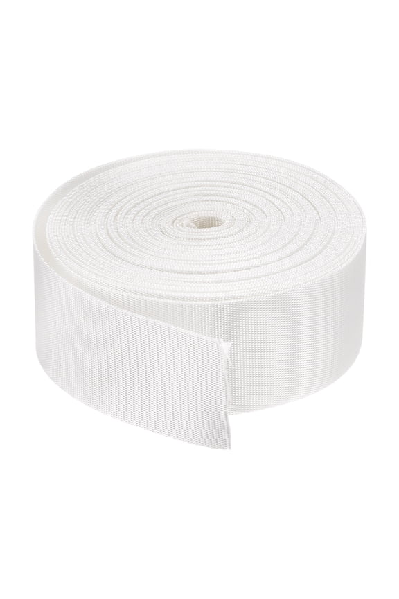 Flat Nylon Webbing Strap Yards for Backpack Luggage-rack Lightweight Use White
