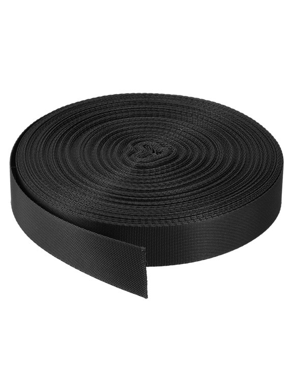 Flat Nylon Webbing Strap for Backpack, Cargo Strap, High Strength and Durable Material for Various Uses Black