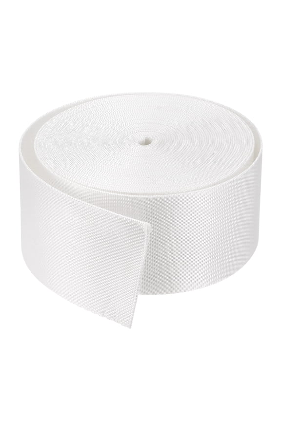 Flat Nylon Webbing Strap for Backpack, Cargo Strap, Luggage-rack White