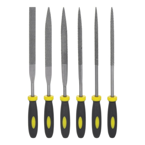 Uxcell Flat Pointed Square Triangular Round Half Round File 6" Bearing Steel Hand Rasp Files W Red Plastic Handle