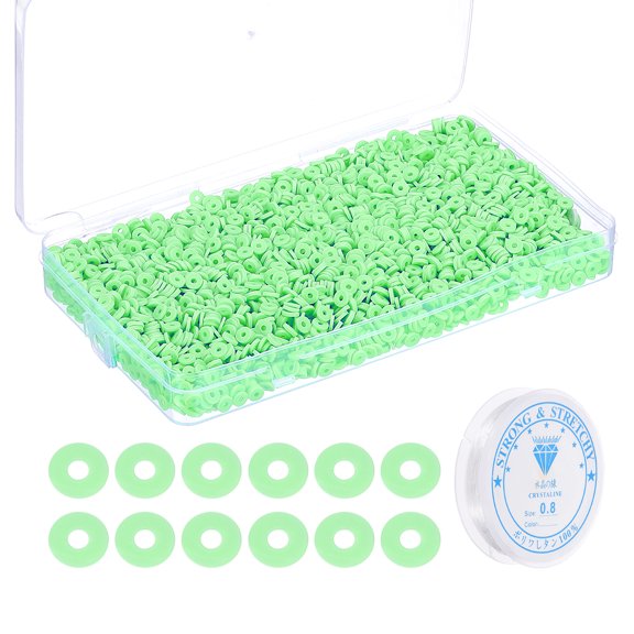 Uxcell Flat Round Clay Spacer Bead Bracelet Making Kit 4000Pcs Cyan 6mm