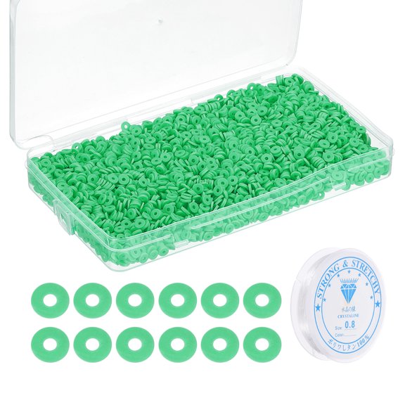Uxcell Flat Round Clay Spacer Bead Bracelet Making Kit 4000Pcs Green 6mm