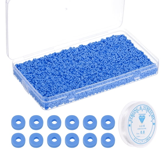 Uxcell Flat Round Clay Spacer Bead Bracelet Making Kit 4000Pcs Navy Blue 4mm