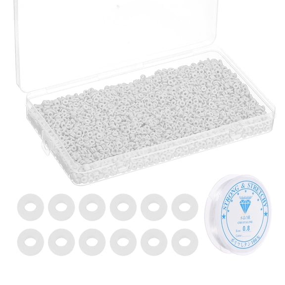 Uxcell Flat Round Clay Spacer Bead Bracelet Making Kit 4000Pcs White 4mm