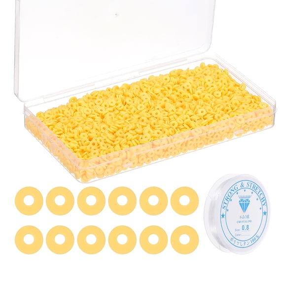 Uxcell Flat Round Clay Spacer Bead Bracelet Making Kit 4000Pcs Yellow 6mm