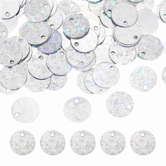 Uxcell Flat Round Sequins, 2100Pcs 10mm / 0.4 Inch Loose Paillettes Laser Silver Craft Sequins for Clothing, Jewelry Making