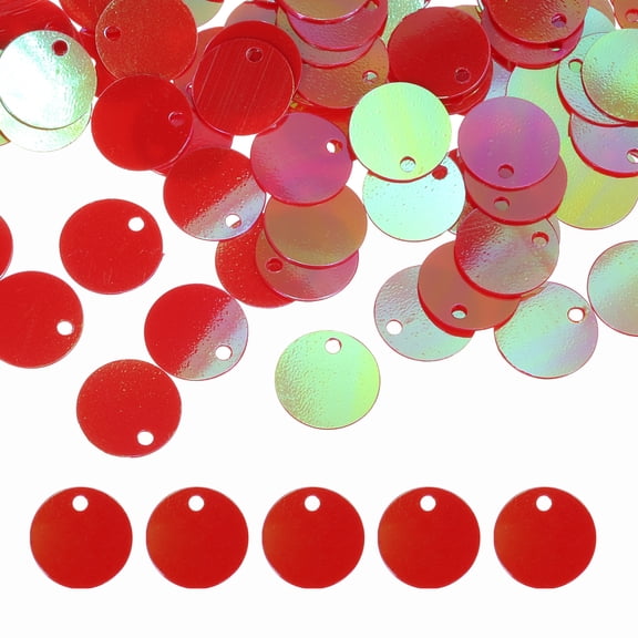 Uxcell Flat Round Sequins, 600Pcs 10mm / 0.4 Inch Loose Paillettes AB Red Craft Sequins for Clothing, Jewelry Making