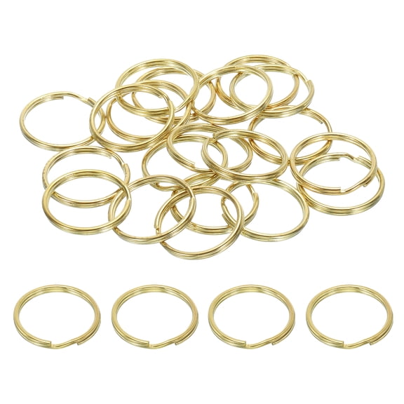 Uxcell Flat Split Rings, 1" Dia Brass Round Ring Circle Keychain Hook for DIY Craft, 30Pcs
