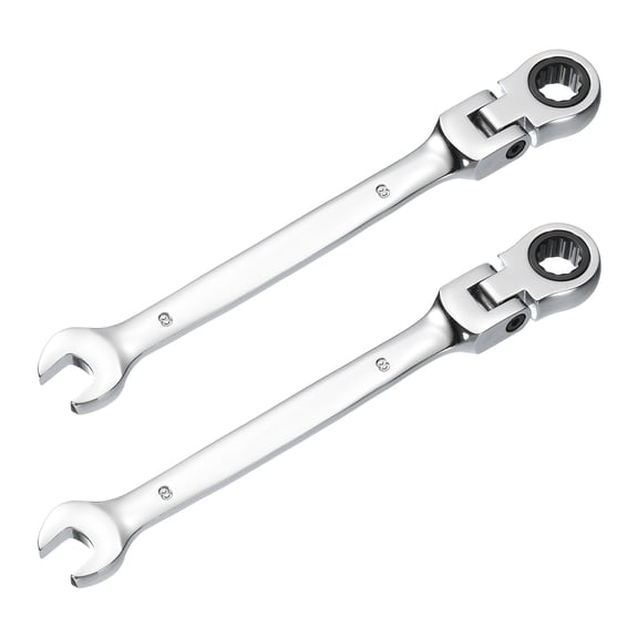Uxcell Flex-Head Ratcheting Combination Wrench 6mm CR-V 72-Teeth Metric and Standard Box End