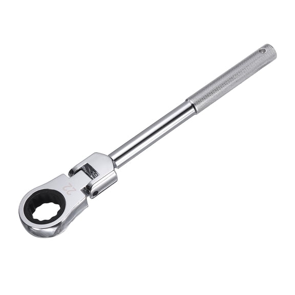Uxcell Flex Head Ratcheting Wrench 22mm Metric Carbon Steel Chrome Plating Quick-release 12-Point 72-Tooth Ratchet Wrench with Anti-slip Handle for Home Auto Repair Machine Maintenance