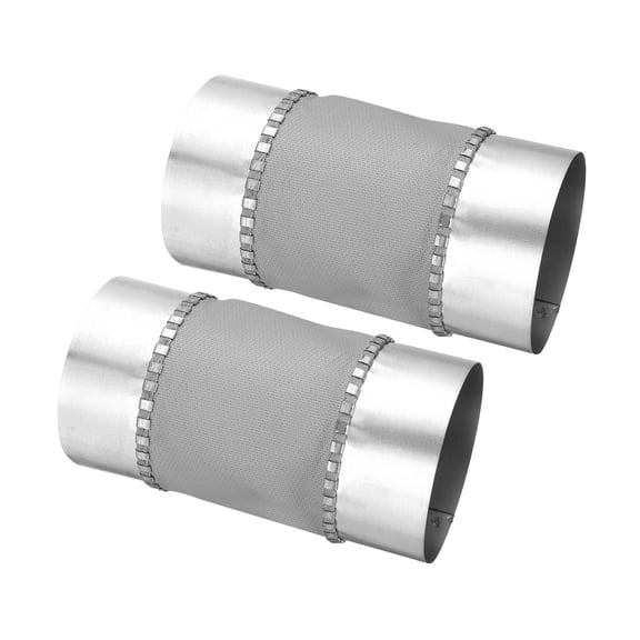 Uxcell Flexible Duct Connector (4", Silver)(2Pcs) - Galvanized Steel, Round Vibration-Reducing Male Fit Coupler Ducting Connector Pipe Extender Fitting for Dryer Vent Hose / HVAC Systems