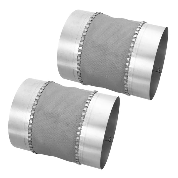 Uxcell Flexible Duct Connector (6", Silver)(2Pcs) - Galvanized Steel, Round Vibration-Reducing Male Fit Coupler Ducting Connector Pipe Extender Fitting for Dryer Vent Hose / HVAC Systems