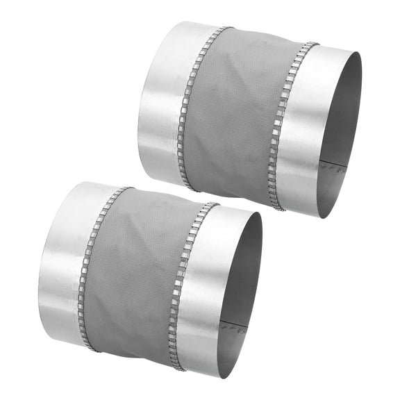 Uxcell Flexible Duct Connector (7", Silver)(2Pcs) - Galvanized Steel, Round Vibration-Reducing Male Fit Coupler Ducting Connector Pipe Extender Fitting for Dryer Vent Hose / HVAC Systems
