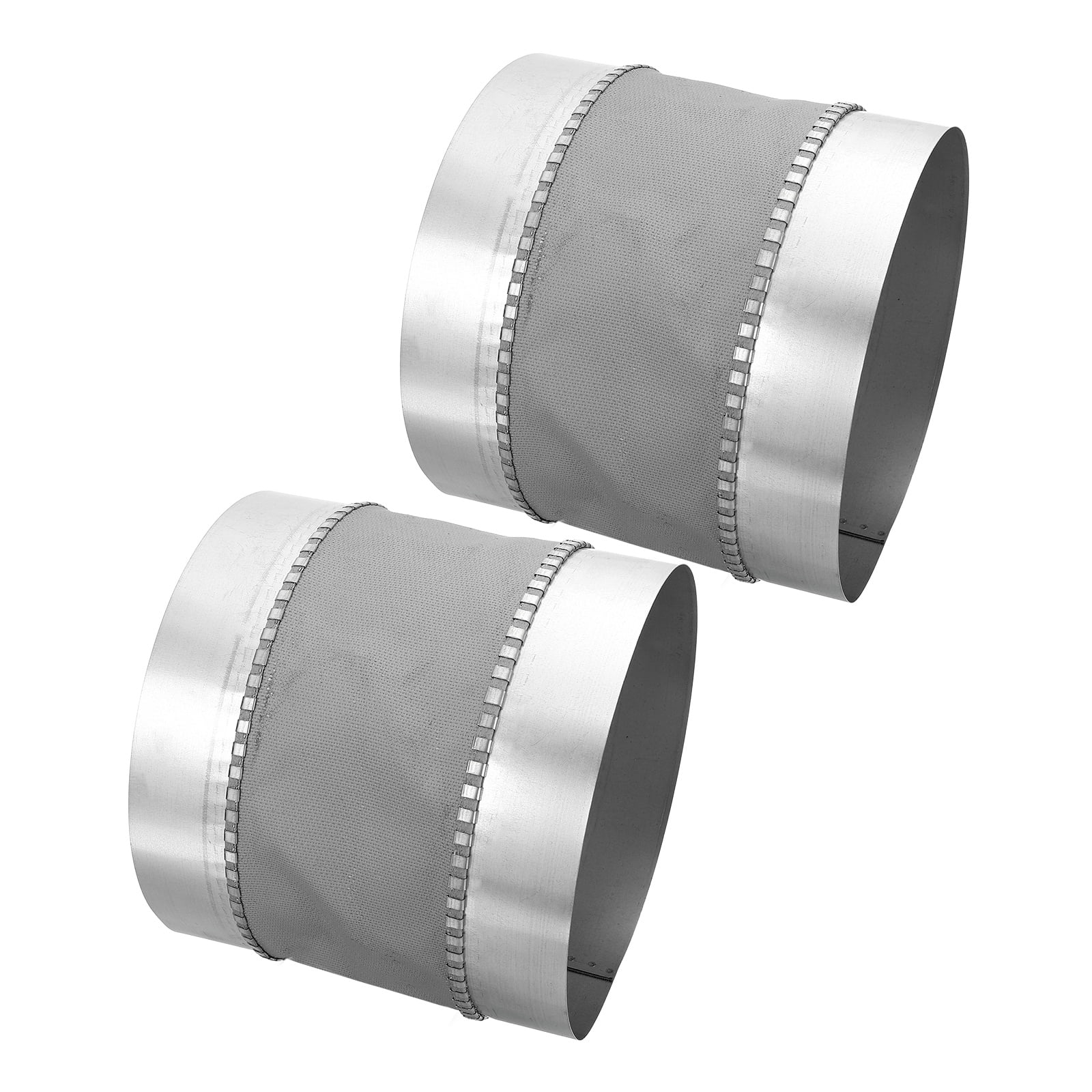 Uxcell Flexible Duct Connector (8", Silver)(2Pcs) - Galvanized Steel, Round Vibration-Reducing Male Fit Coupler Ducting Connector Pipe Extender Fitting for Dryer Vent Hose / HVAC Systems