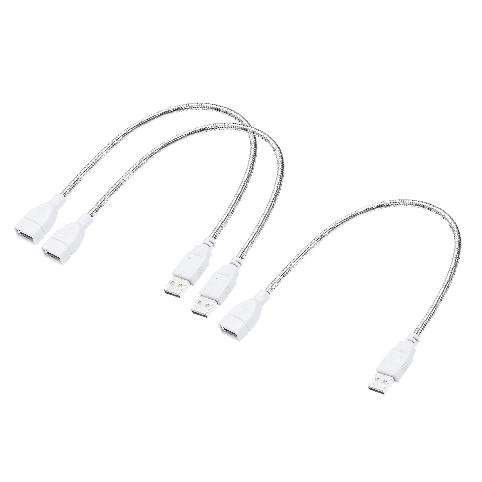 Uxcell Flexible USB Cable USB Male to Female Extension Cord 35cm White