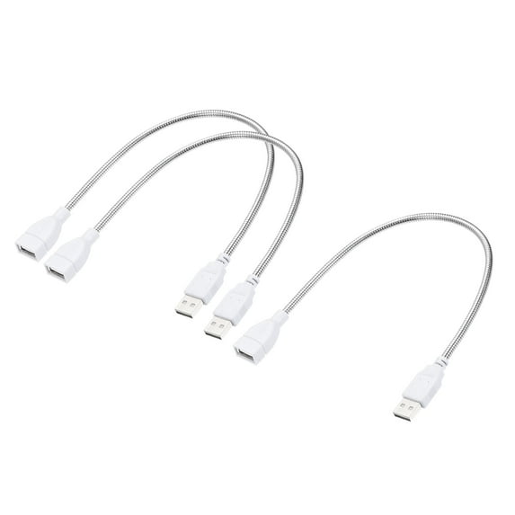 Uxcell Flexible USB Cable USB Male to Female Extension Cord 35cm White 3 Pack