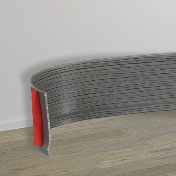 Uxcell Flexible Vinyl Baseboard Molding Trim, 4 Inch x 3 Feet Self-Adhesive Peel and Stick Molding Trim for Walls Floor, Dark Gray Grain