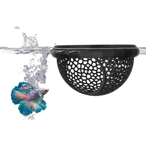 Uxcell Floating Betta Hide, Betta Shrimp Feeder 3D Printed Aquarium Floating Fish Feeding Ring Fish Tank Accessories ( S, Black ) for Small Shrimp Stress Safe Resting Decorations