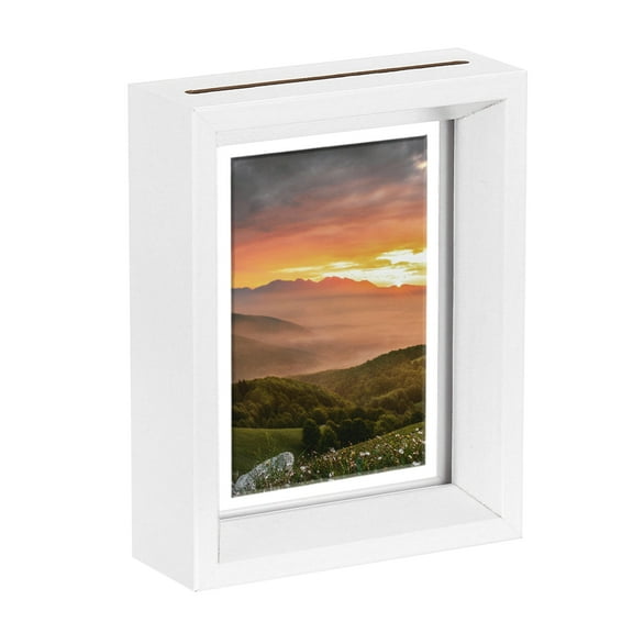 Uxcell Floating Frame, 5x4 Inch Wood Pictures Frames for Pressed Flowers Standing Wall Hanging Picture, White