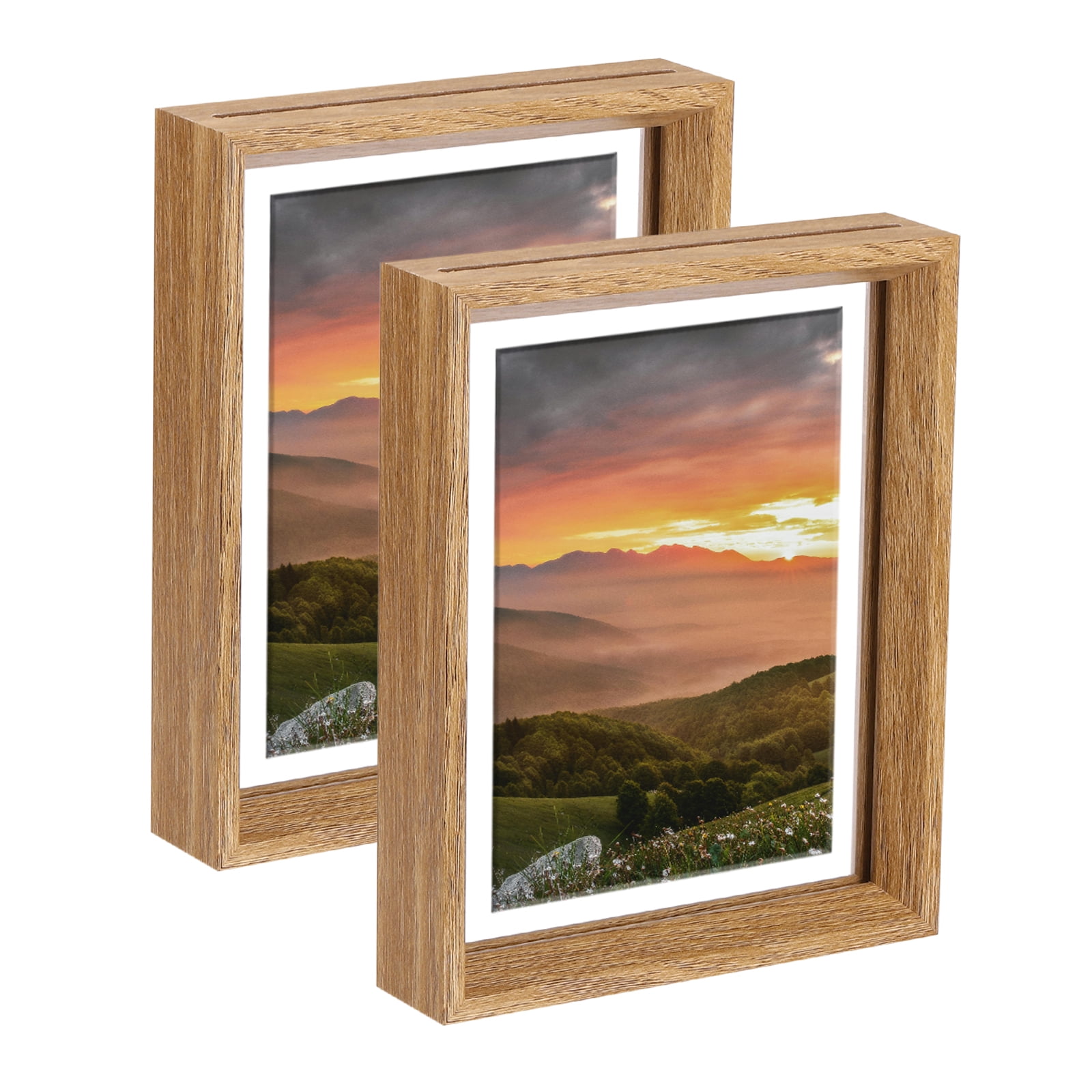 Uxcell Floating Frame, 6 x 6 Inch Natural Wood Pictures Frames for ...