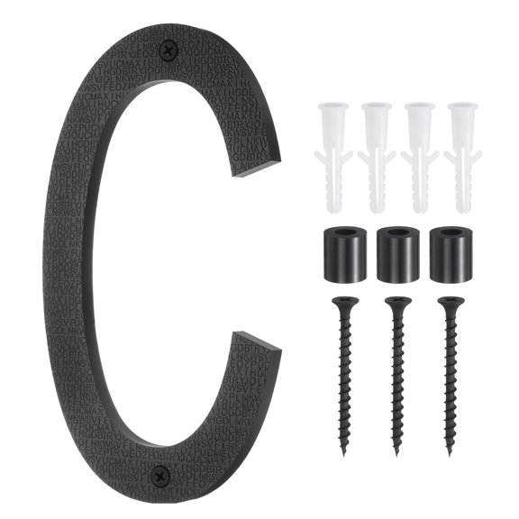 Uxcell Floating House Number, 8 Inch Black Modern Address Number ABS Digital Letter C