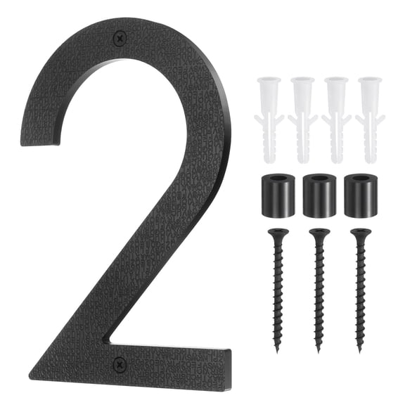 Uxcell Floating House Number, 8 Inch Black Modern Address Number ABS Digital Number 2