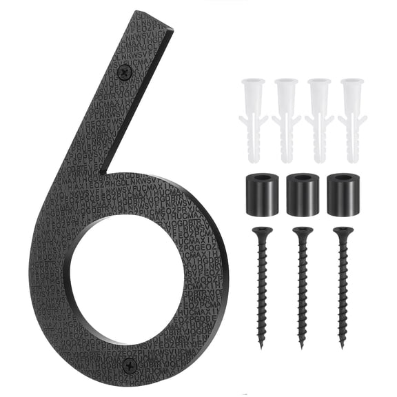 Uxcell Floating House Number, 8 Inch Black Modern Address Number ABS Digital Number 6