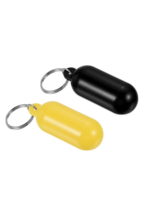 Floating Keychain, 2 Pack Plastic Key Float Buoyant Keyrings for Boating Water Sports, Black, Yellow