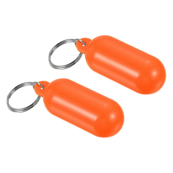 Uxcell Floating Keychain, 2 Pack Plastic Key Float Buoyant Keyrings for Boating Water Sports, Orange