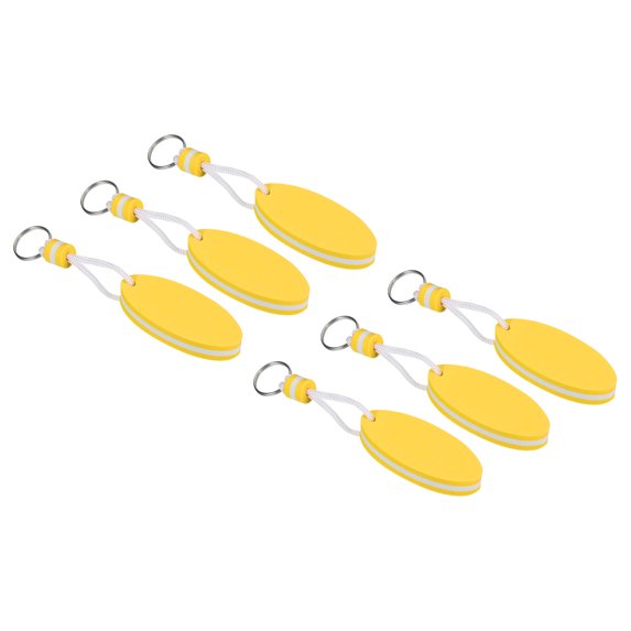 Uxcell Floating Keychain Buoyant Keyrings Marine Key Holder for Kayaking, Yellow 6 Pack