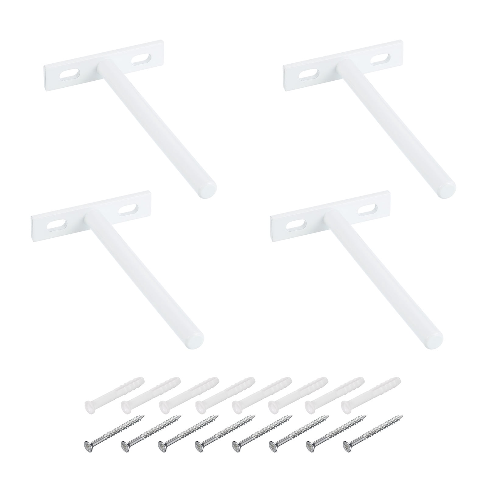 Uxcell Floating Shelf Bracket 5", T Brackets for Shelves, Wall Mounting Blind Shelf with Screws, White 4 Set