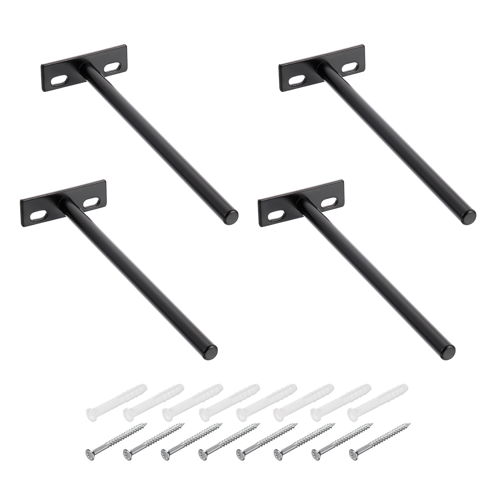 Uxcell Floating Shelf Bracket 8", T Brackets for Shelves, Wall Mounting Blind Shelf with Screws, Black 4 Set