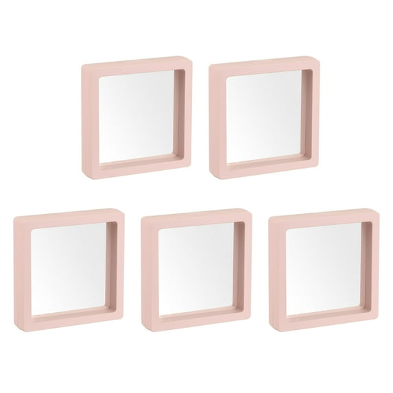 Uxcell Floating Thin Film Display Box, ABS Frame Case 7cm x 7cm x 2cm Pink 5Pcs