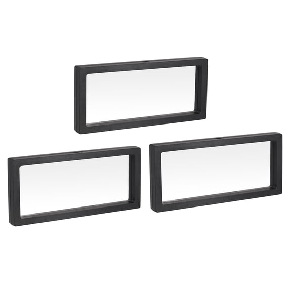 Uxcell Floating Thin Film Display Box, ABS Frame Case 9.06 inch x 3.54 inch x 0.79 inch Black Pack of 3