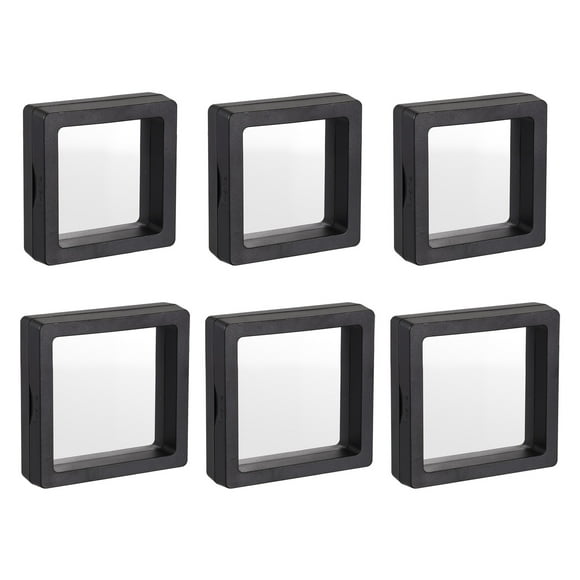 Uxcell Floating Thin Film Display Box, ABS Frame Display Case Holder 5cm x 5cm x 2cm 7cm x 7cm x 2cm Black Pack of 20