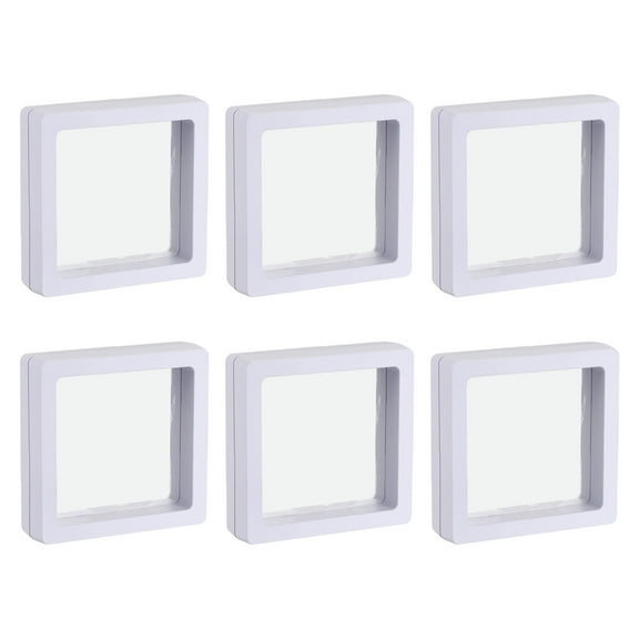 Uxcell Floating Thin Film Display Box, ABS Frame Display Case Holder 5cm x 5cm x 2cm White Pack of 6