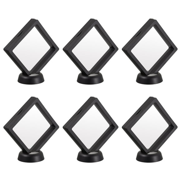 Uxcell Floating Thin Film Display Box with Base 9cm x 9cm x 2cm Black Pack of 6