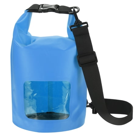 Uxcell Floating Waterproof Dry Bag, 5L Outdoor Backpack with Clear Window for Kayaking, Blue